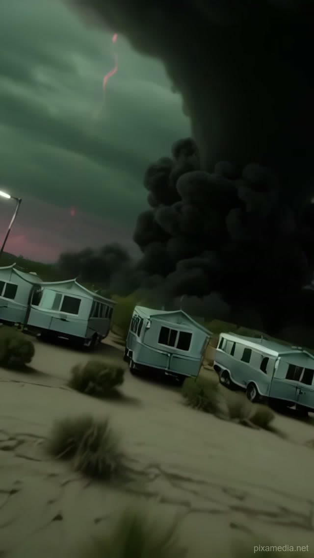 Green Sky Over Silver Trailers - Weather AI stock