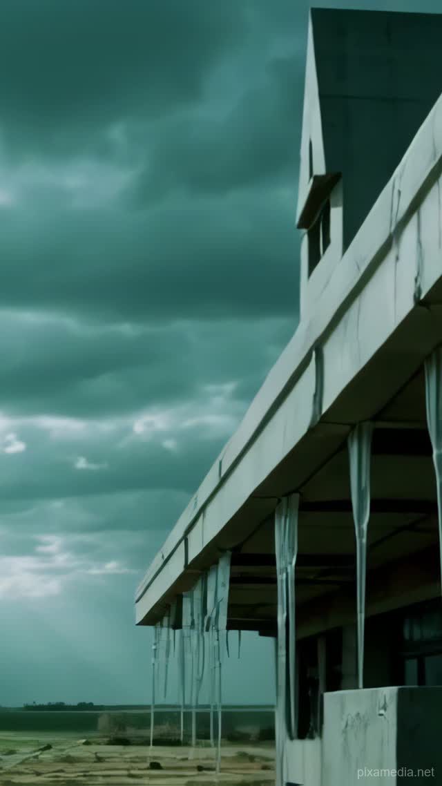 Icicles on Brutalist Ledge - Weather AI stock