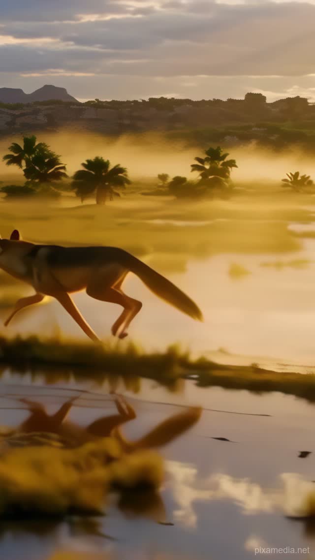 Maned Wolf at Golden Hour - Wild AI stock
