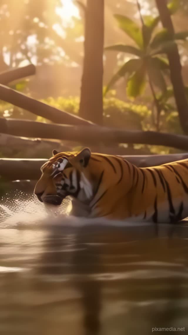 Tiger Crossing Emerald River - Wild AI stock