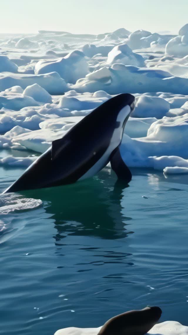 Orca Circles the Ice Floe - Wild AI stock