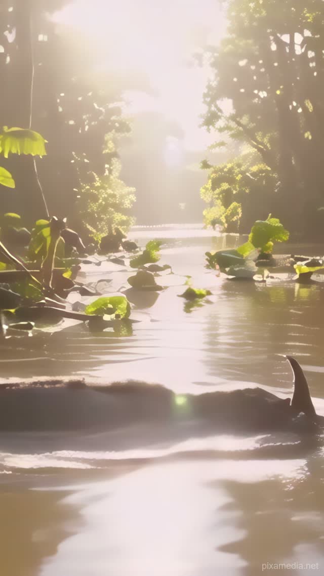 Tapir Glides Amazon River - Wild AI stock