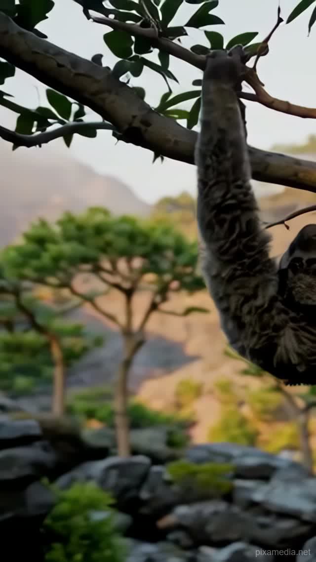 Sloth in Cecropia Dawn - Wild AI stock